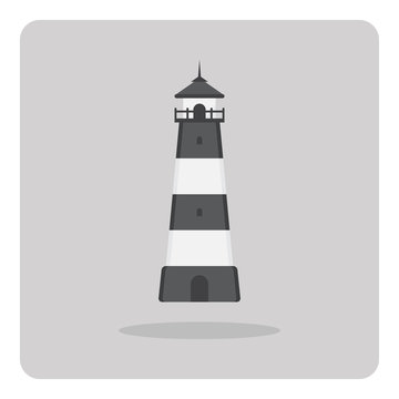 Vector of flat icon, Lighthouse building on isolated background