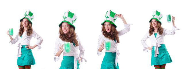 Young girl in saint patrick celebration concept