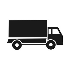 icon distributionBlack icon shipping. Isolating truck on a white.