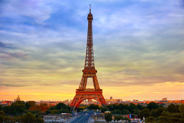 Fototapeta na wymiar Eiffel tower at sunset Paris France