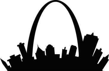 Naklejka premium Cartoon skyline silhouette of the city of St. Louis, Missouri, USA.