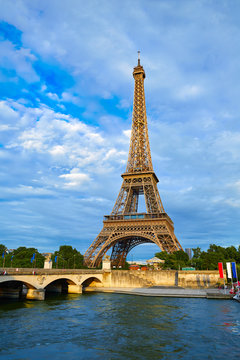 Eiffel tower at sunset Paris France