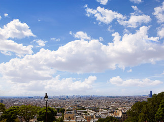 Paris skyline aerial from Montmartre