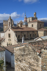 Fototapeta premium View of historic building roofs of Guadalupe town, Spain