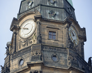 Old tower of New Town Hall in Dresden, Saxony, Germany.