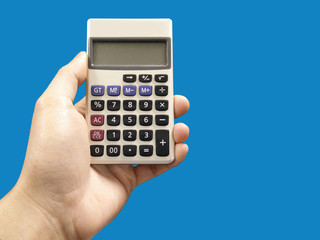 Male hand with calculator