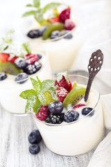 Yogurt with berries.