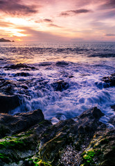 Fototapeta na wymiar Seascape in twilight with colorful of sunset