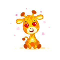 Emoji hello hi in love hearts you are cute character cartoon Giraffe sticker emoticon