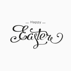 Happy Easter lettering card. Hand drawn lettering poster for Easter. Modern calligraphy typography background.