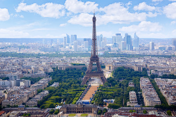 Fototapeta na wymiar Paris Eiffel tower and skyline aerial France