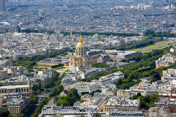 Fototapeta na wymiar Aerial Paris skyline and Invalides France