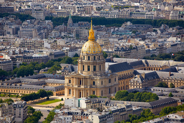 Fototapeta na wymiar Aerial Paris skyline and Invalides France