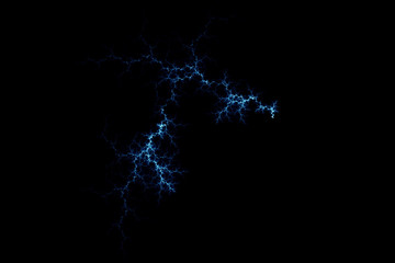 Blue lightning design. Abstract background. Isolated on black background.