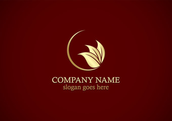 Fototapeta na wymiar gold organic leaf beauty logo