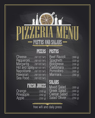Chalk pizzeria menu list design