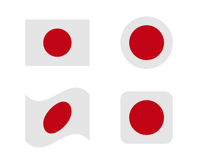 set 4 flags of japan