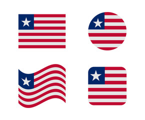 set 4 flags of liberia - obrazy, fototapety, plakaty