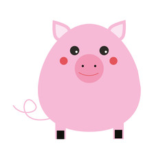 Cute pig cahracter. Children style, isolated design element, vector illustration.