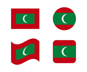 set 4 flags of maldives