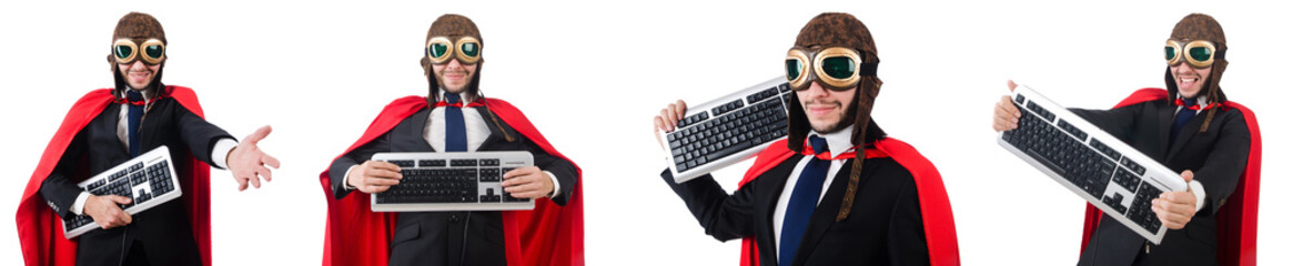 Man wearing red clothing in funny concept