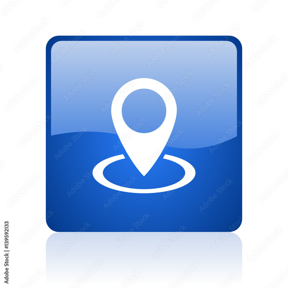 Aufkleber Pointer blue square glossy vector web icon. Modern design internet button for smartphone applications