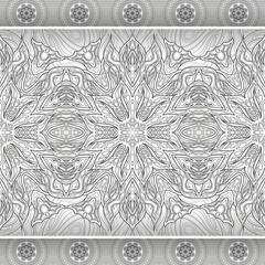 Flower Mandala for coloring book. Black and white ethnic henna pattern.Vintage decorative elements.Islam, Arabic, Indian, moroccan, turkish, pakistan, chinese, ottoman motifs