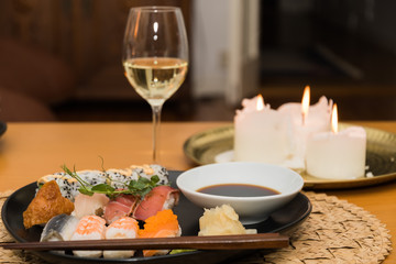 Sushi meal on a table