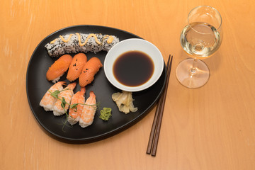 Fototapeta na wymiar The sushi meal is served