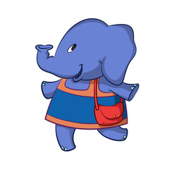 elephant  in a dress, vector cartoon
