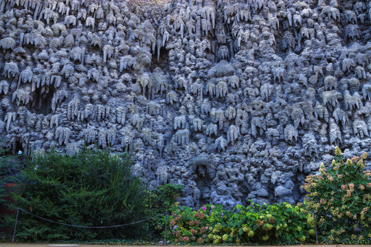 Artificial creation of stalactite wall Wallenstein Garden Prague.
