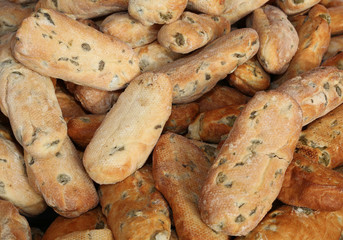 homemade bread cooked in a wood oven with olives