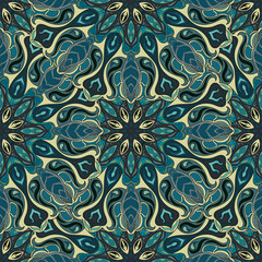 Ornate floral seamless texture, endless pattern with vintage mandala elements.