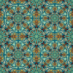 Ornate floral seamless texture, endless pattern with vintage mandala elements.