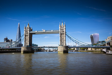 Fototapeta na wymiar London landmarks seen from the River Thames