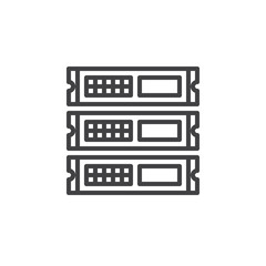 Rack units, servers line icon, outline vector sign, linear style pictogram isolated on white. Symbol, logo illustration. Editable stroke. Pixel perfect