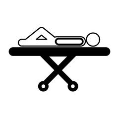 sick person in stretcher silhouette vector illustration design