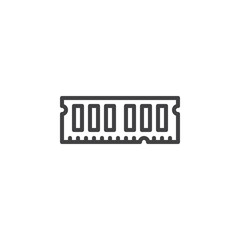 RAM, random access memory line icon, outline vector sign, linear style pictogram isolated on white. Symbol, logo illustration. Editable stroke. Pixel perfect