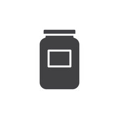 Glass jar icon vector, filled flat sign, solid pictogram isolated on white. Symbol, logo illustration. Pixel perfect