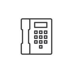 Telephone, phone line icon, outline vector sign, linear style pictogram isolated on white. Contact symbol, logo illustration. Editable stroke. Pixel perfect