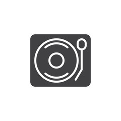 Vinyl turntable record player icon vector, filled flat sign, solid pictogram isolated on white. Symbol, logo illustration. Pixel perfect