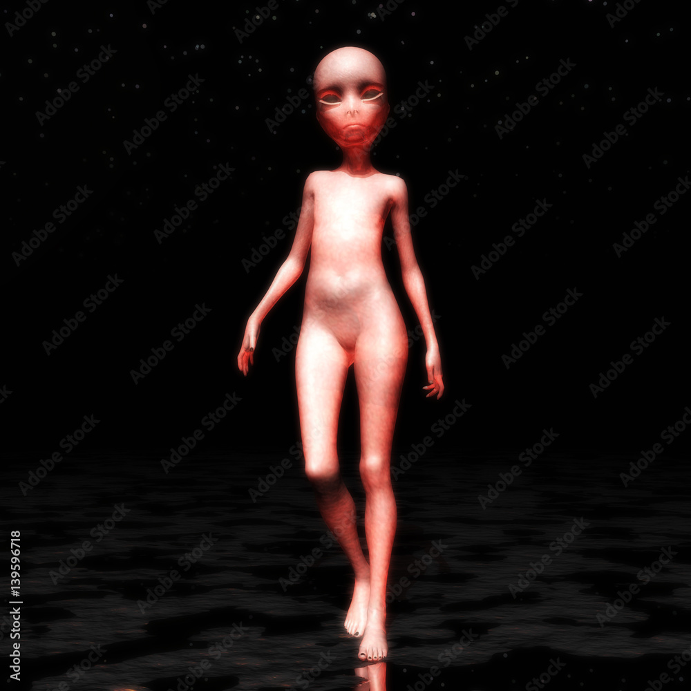 Fototapete digital 3d rendering of an alien