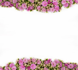 Fototapeta na wymiar Frame with pink flowers and leaves