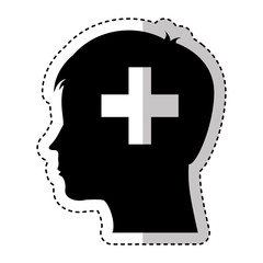 human profile with medical icon vector illustration design