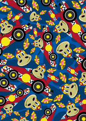 Fototapeta premium Cute Cartoon Giraffe Racing Car Driver