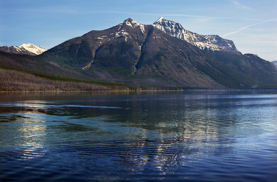 Lake McDonald Snow Mountain Reflection Glacier National Park Mon