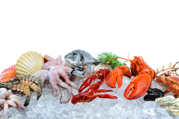 Fresh seafood on crushed ice