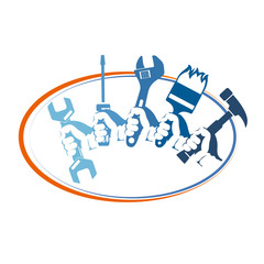 A tool in the hands of a symbol for repair