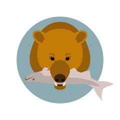 Bear fish vector illustration style Flat