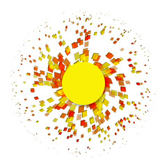 Abstract explosion particle square on a white background.